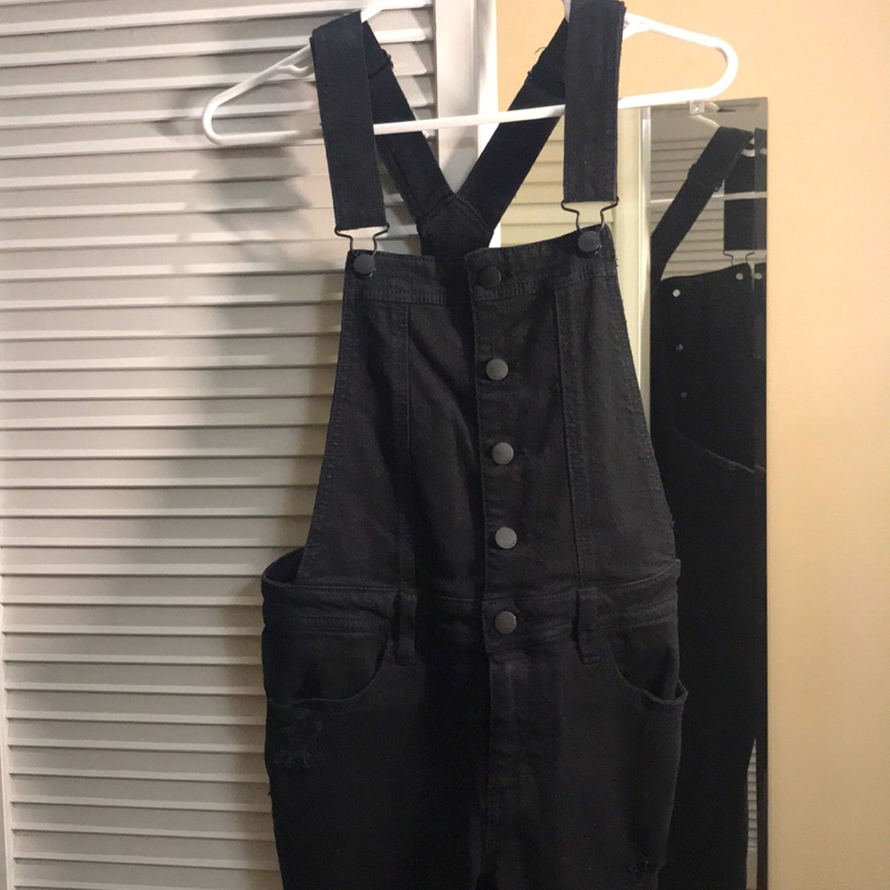 Black jeans overalls
